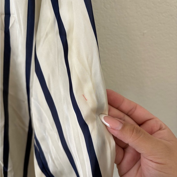 Zara womens Cream and navy Striped blouse - Picture 3 of 5